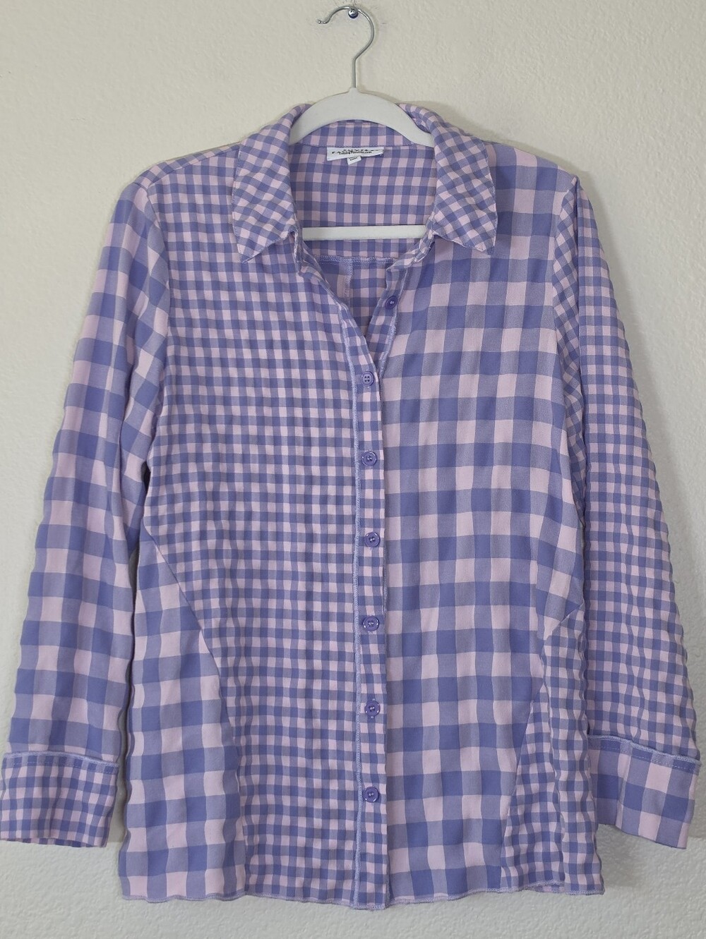 Catalog Favorites Lavender & Light Pink Gingham Button-Up Shirt M